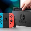 Nintendo Switch console with neon red&blue Joy-Con